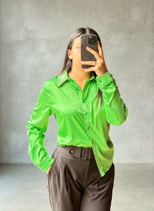Camisa satinada manga larga