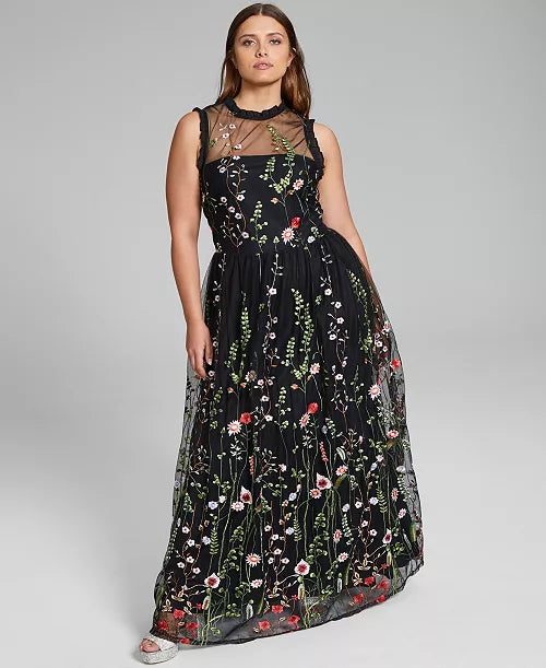 Vestido negro floral City Studio