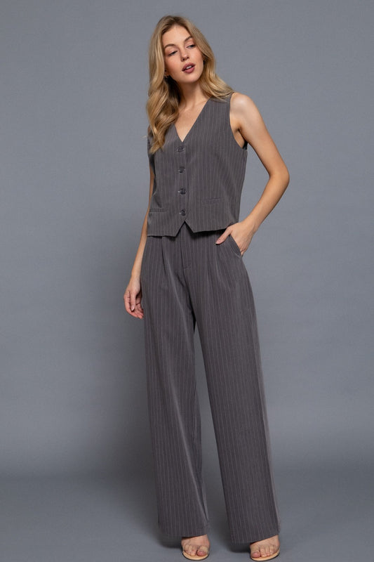 Conjunto Gris pantalón Wide Leg