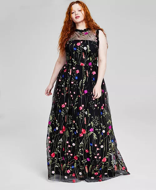 Vestido negro floral City Studio