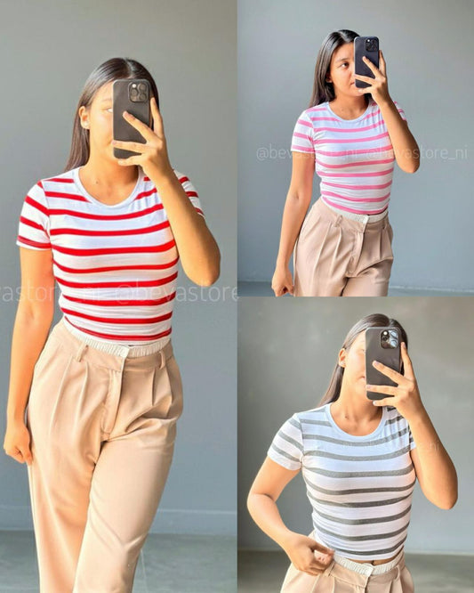 Crop Top blanco con rayas