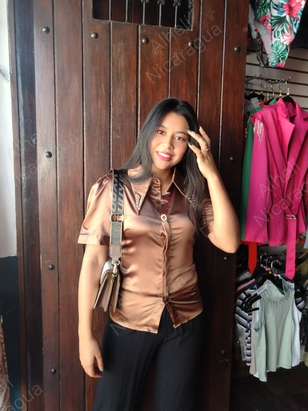Camisa de vestir café