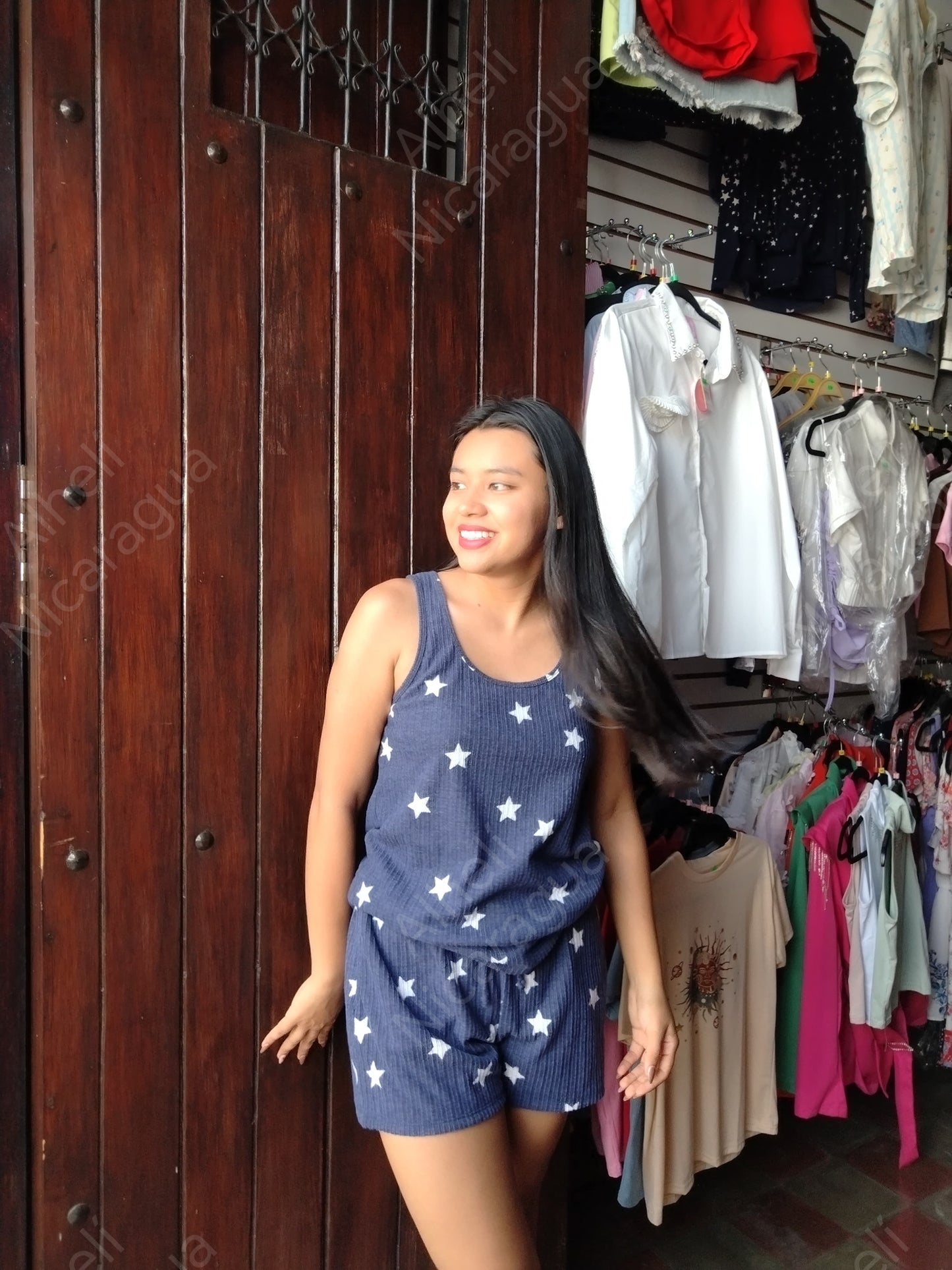 Pijama azul con estrellas