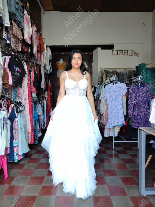 Vestido largo blanco City Triangles
