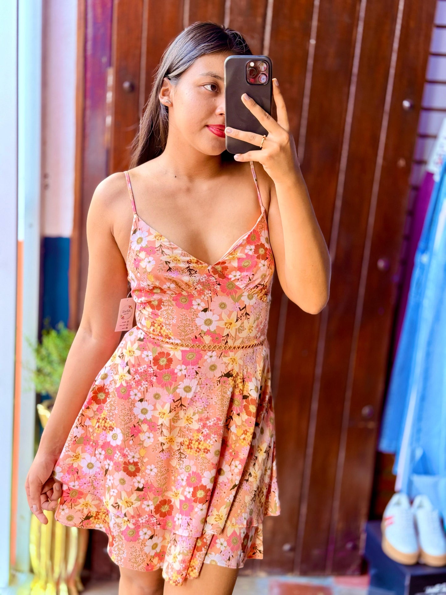 Vestido naranja floral
