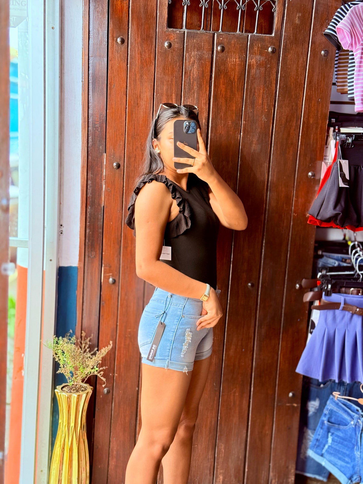 Short Jeans Azul Claro Cintura Media
