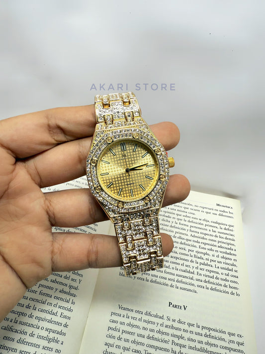Reloj De  Lujo Con brillos Dorado