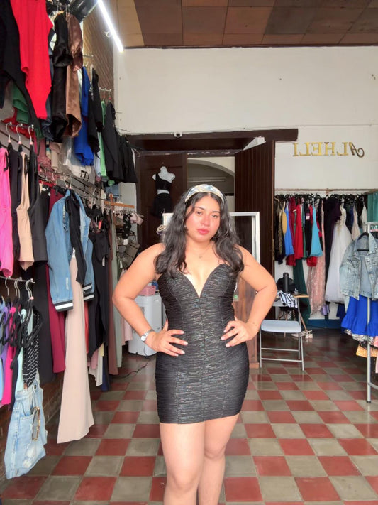 Vestido corto con lineas azules