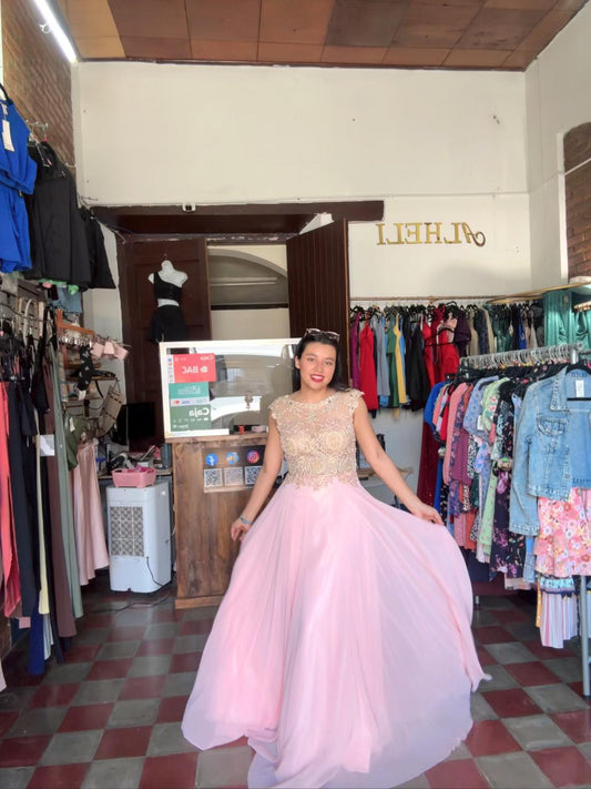 Vestido color Blush Rosa brillante Abby Paris