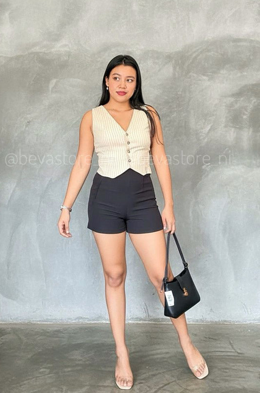 Top tipo chaleco con botones y lazo en la espalda rayado