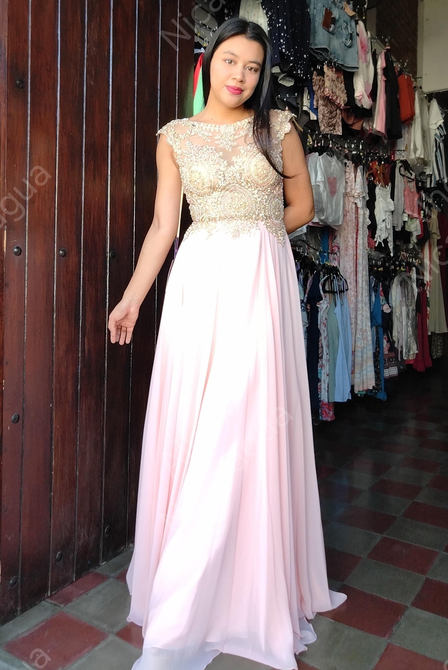 Vestido color Blush Rosa brillante Abby Paris