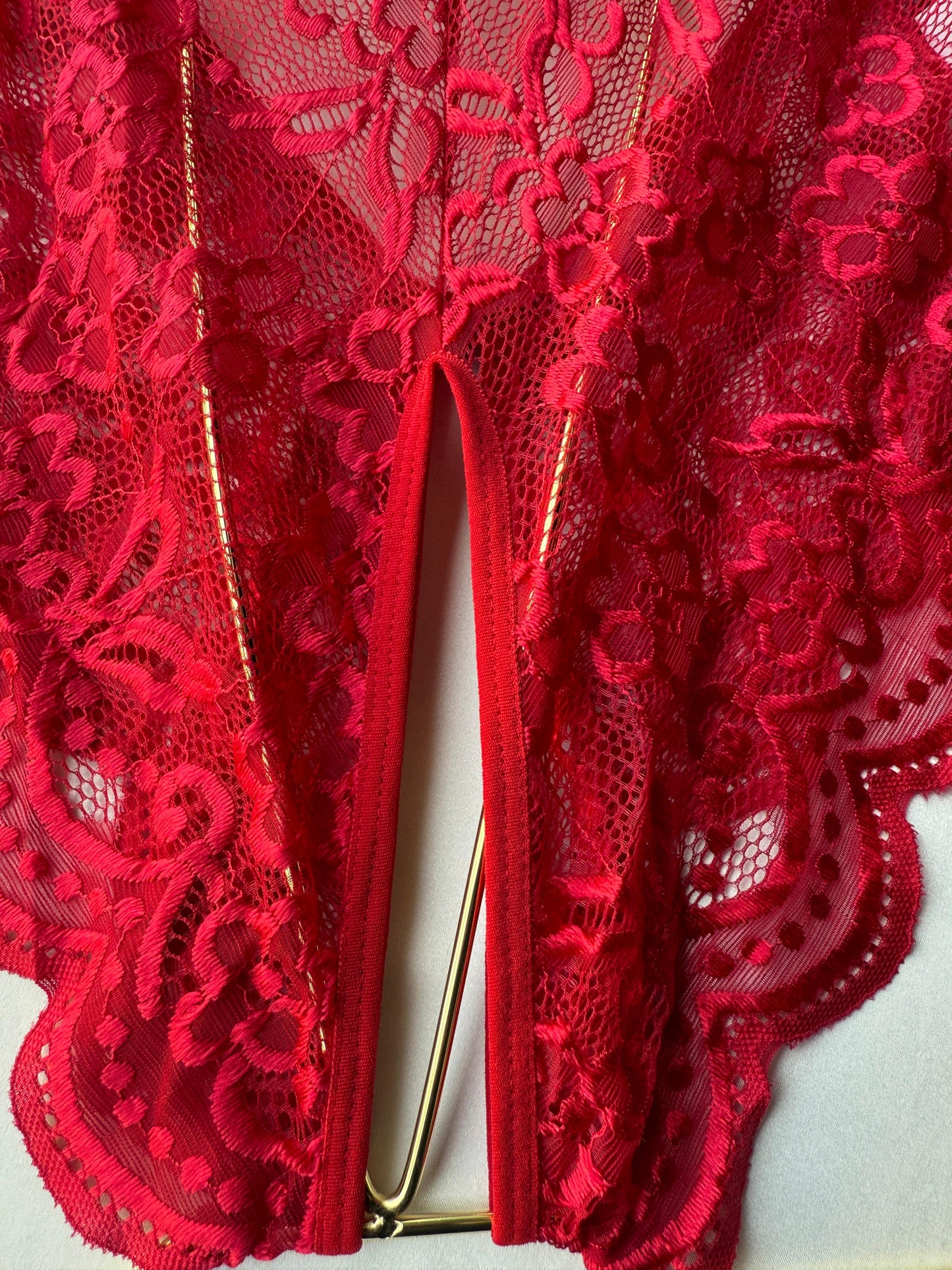 Lencería Roja Sexy Para Mujer Con Cuello Halter, Encaje, Body Sin Espalda Con Tanga