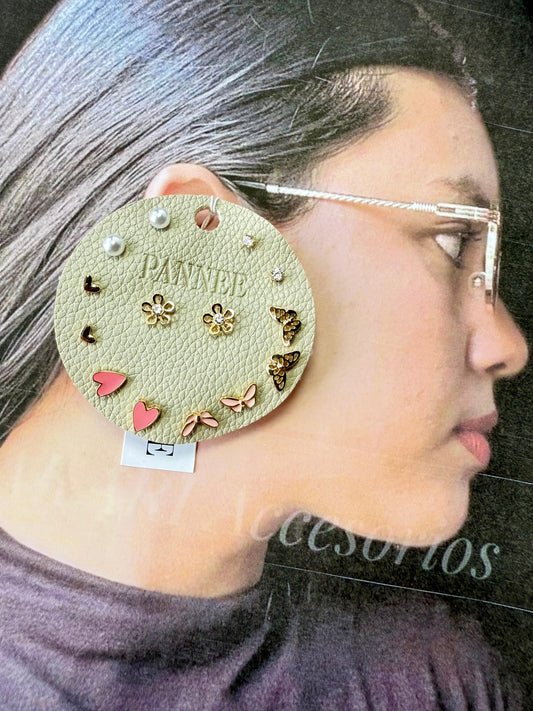 Set aretes dorados de 7 piezas