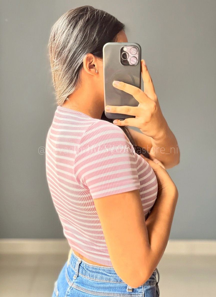 Crop top de Rayas Con Mangas