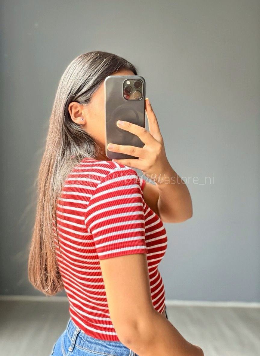 Crop top de Rayas Con Mangas