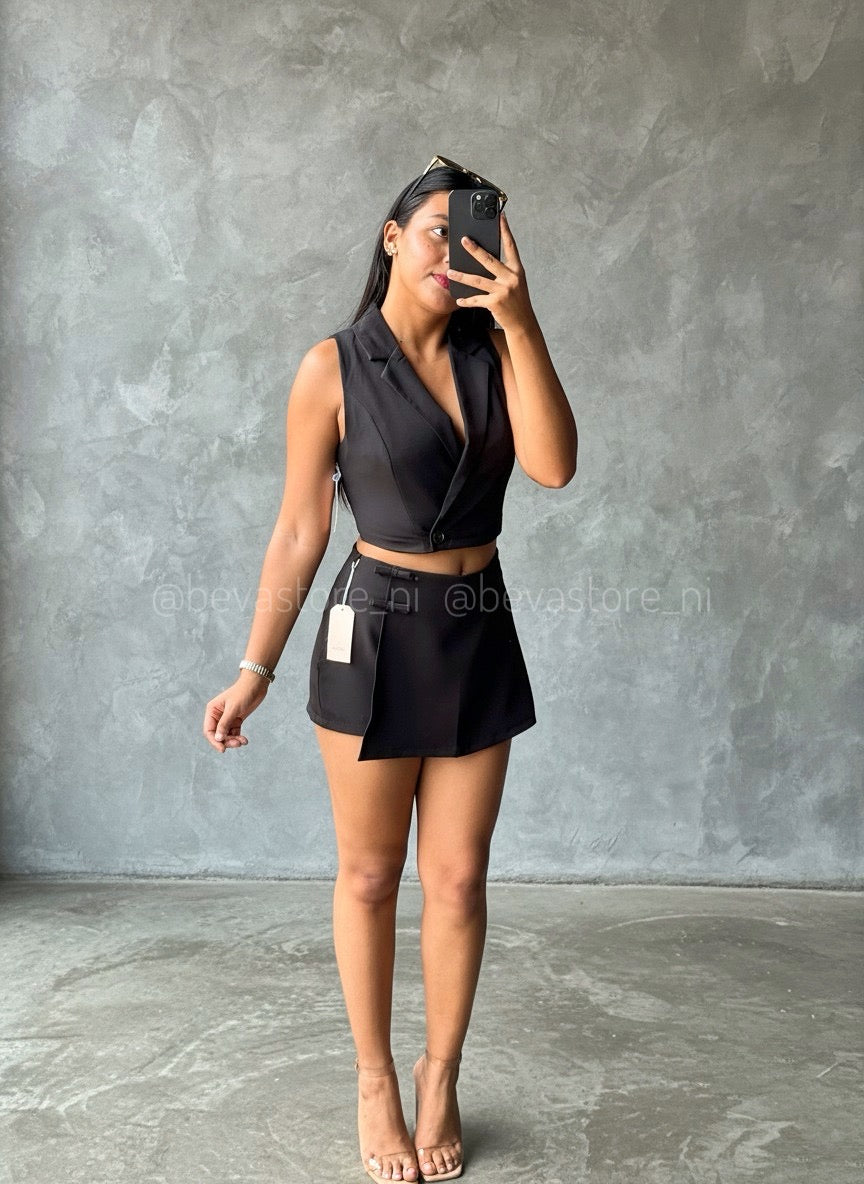 Set de vestir top y falda short
