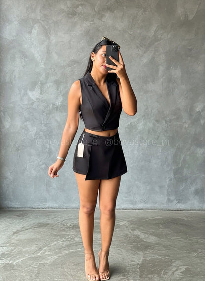 Set de vestir top y falda short