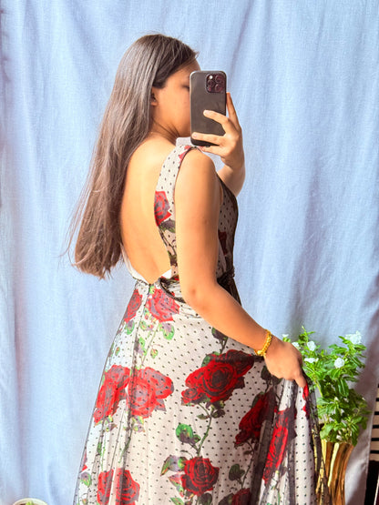Vestido Negro y rojo floral Lucci Lu