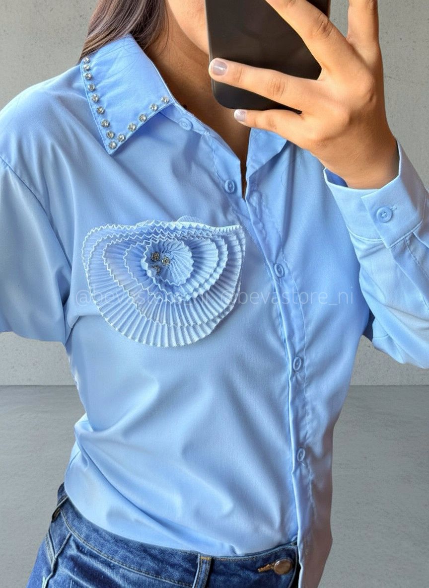 Camisa de vestir manga larga rosa 3D