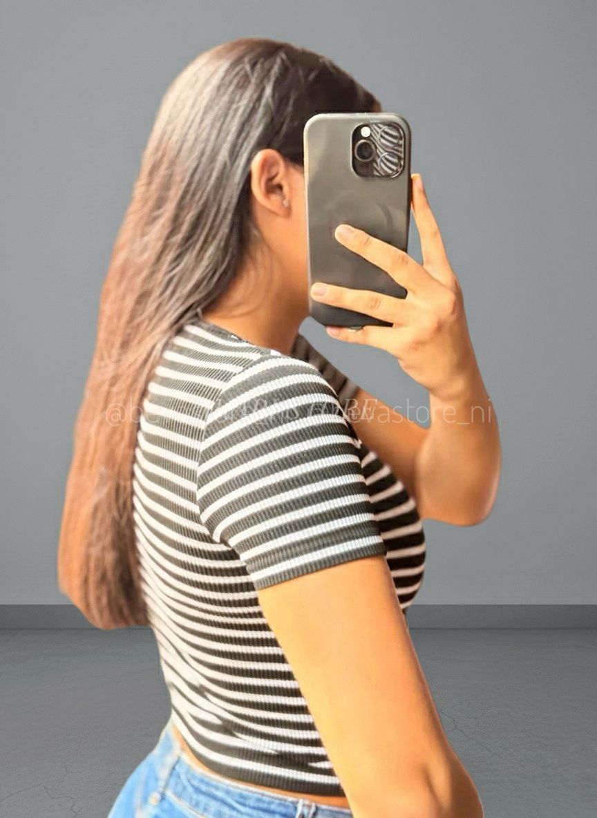 Crop top de Rayas Con Mangas
