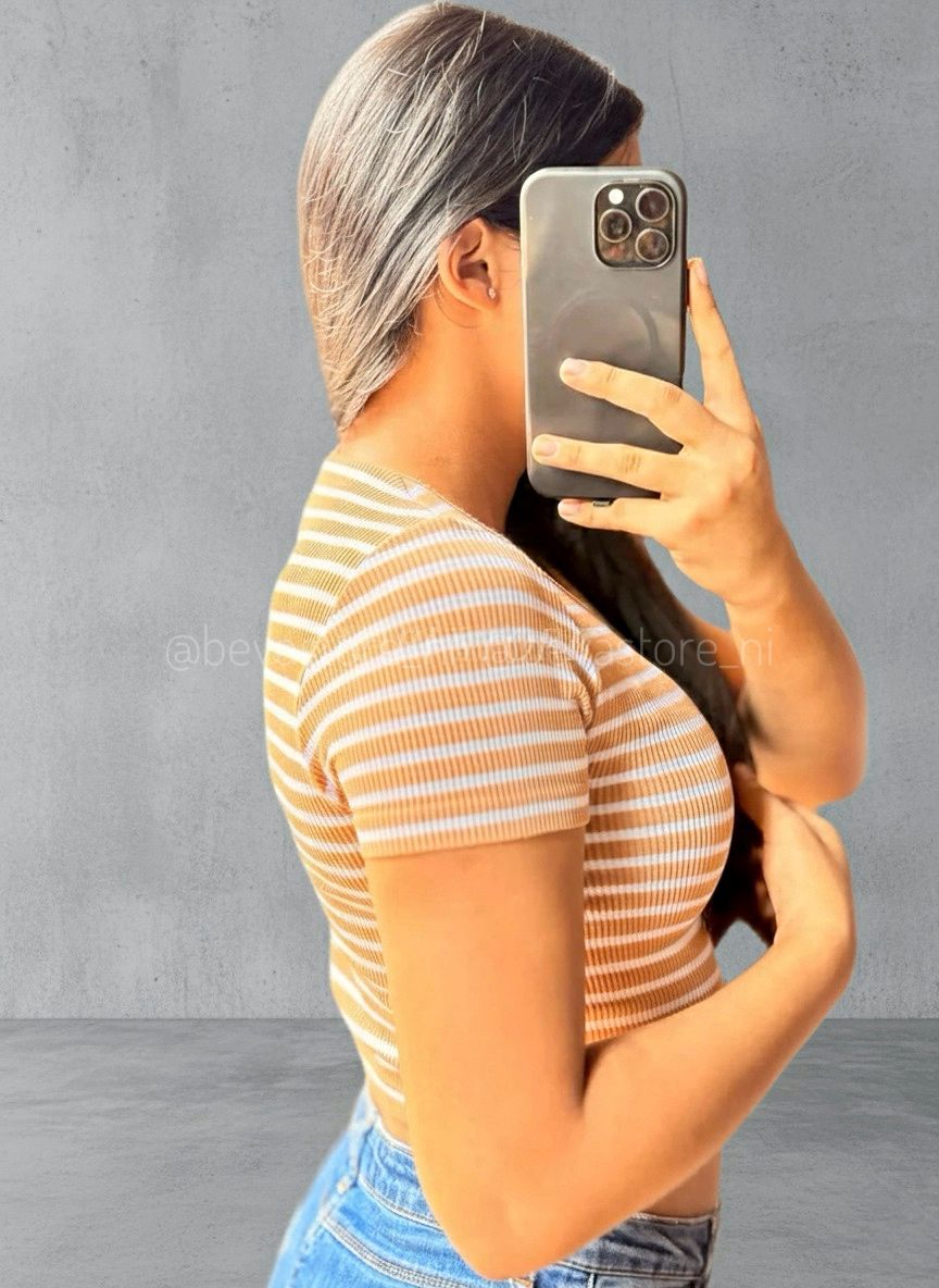 Crop top de Rayas Con Mangas