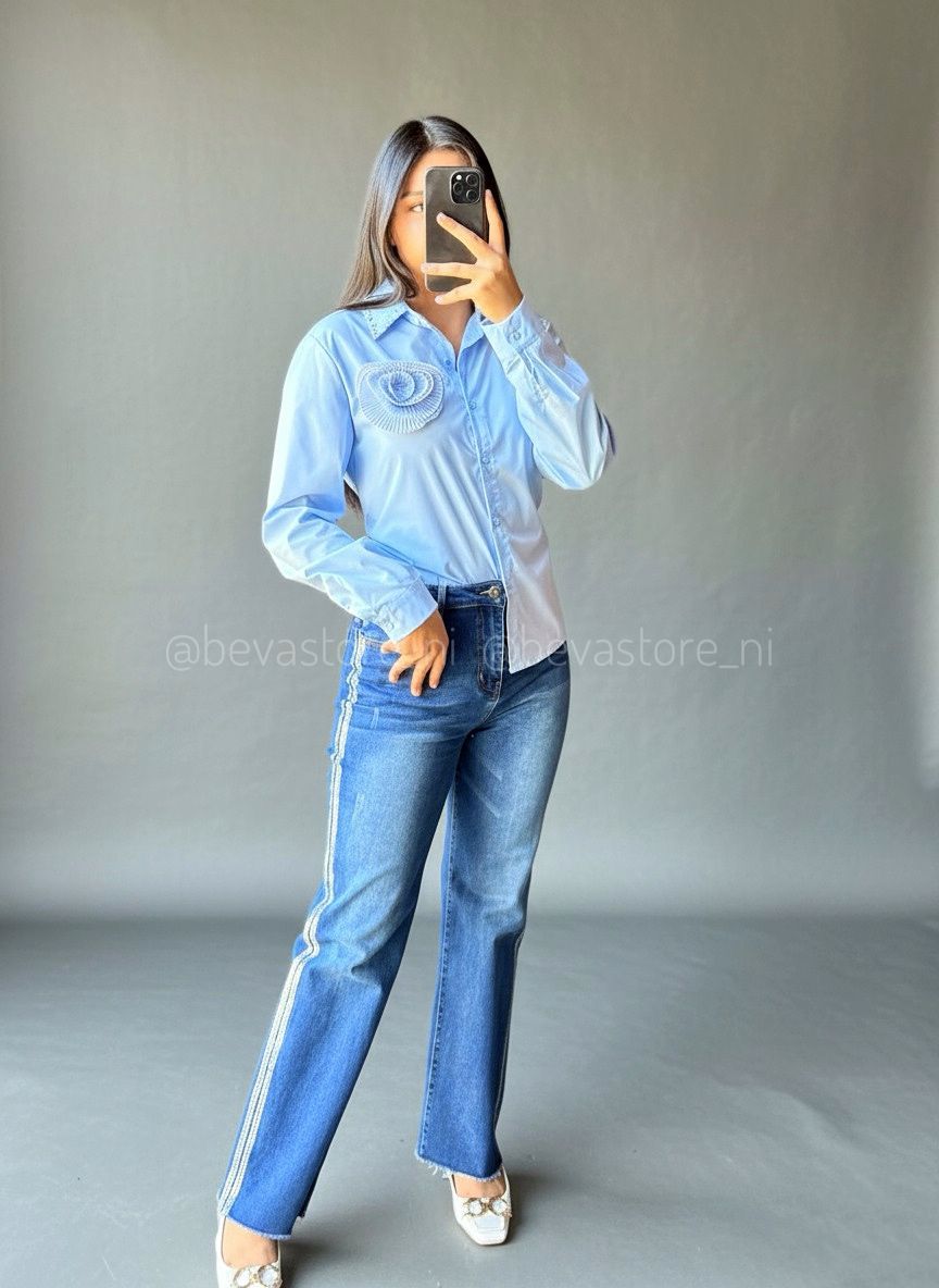 Camisa de vestir manga larga rosa 3D