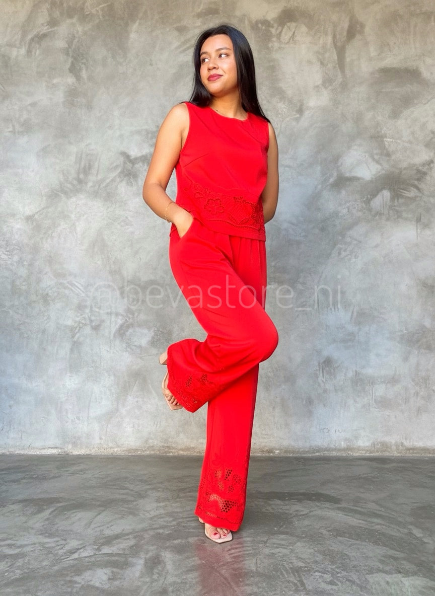 Conjunto bordado rojo
