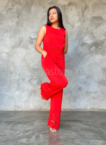 Conjunto bordado rojo
