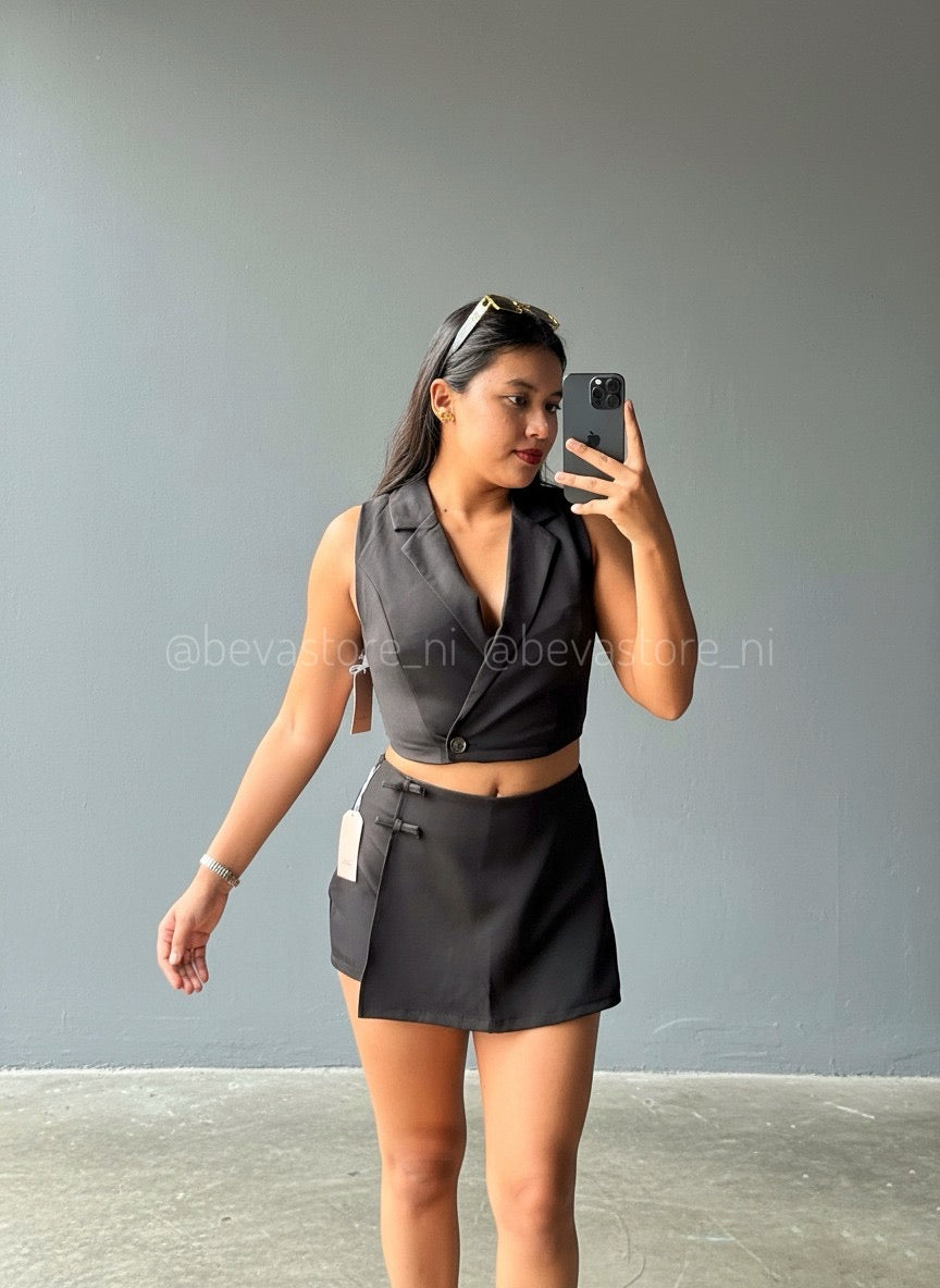 Set de vestir top y falda short