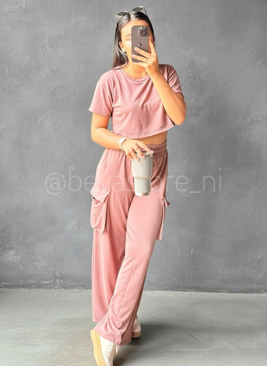 Conjunto Top y pantalón Wide Leg morado