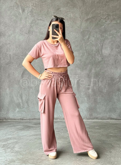 Conjunto Top y pantalón Wide Leg morado
