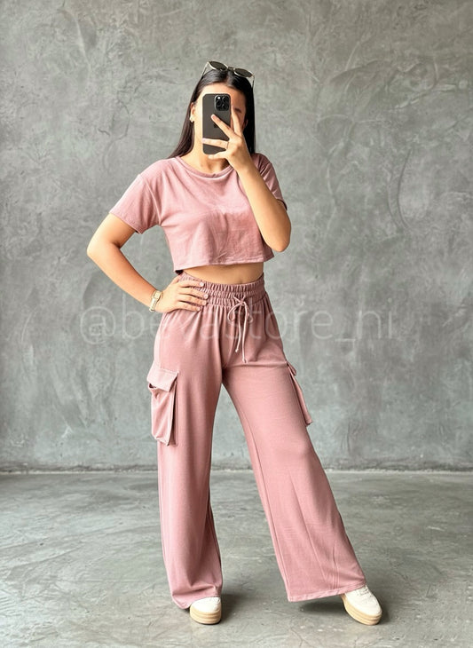 Conjunto Top y pantalón Wide Leg morado