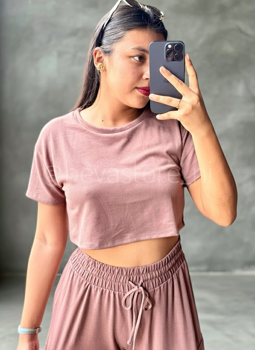 Conjunto Top y pantalón Wide Leg morado