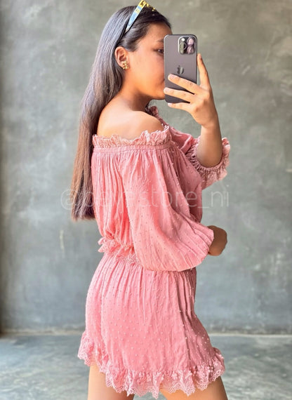 Conjunto Rosado y verde sabio Camisa y Short