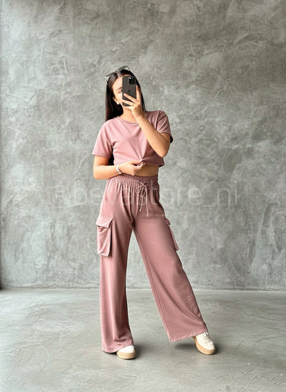 Conjunto Top y pantalón Wide Leg morado