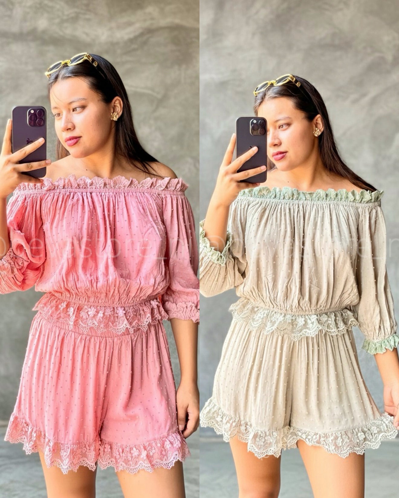 Conjunto Rosado y verde sabio Camisa y Short