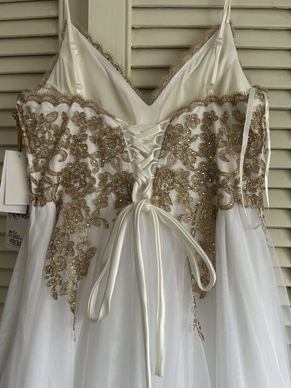 Vestido blanco con dorado LCH PROM