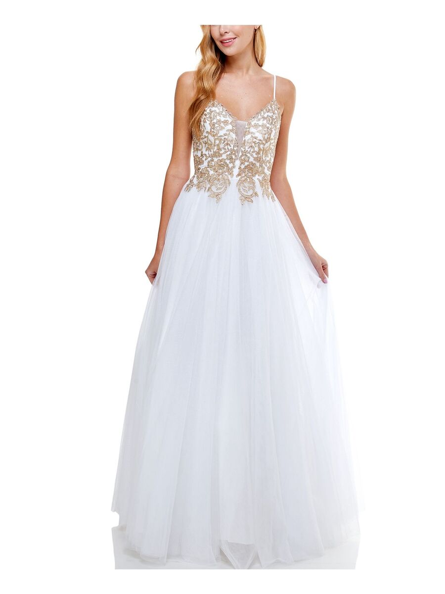 Vestido blanco con dorado LCH PROM
