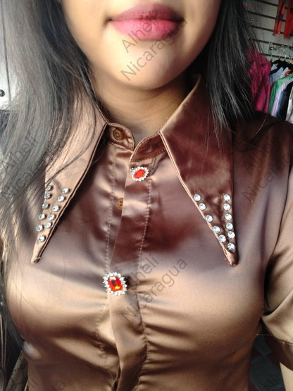 Camisa de vestir café