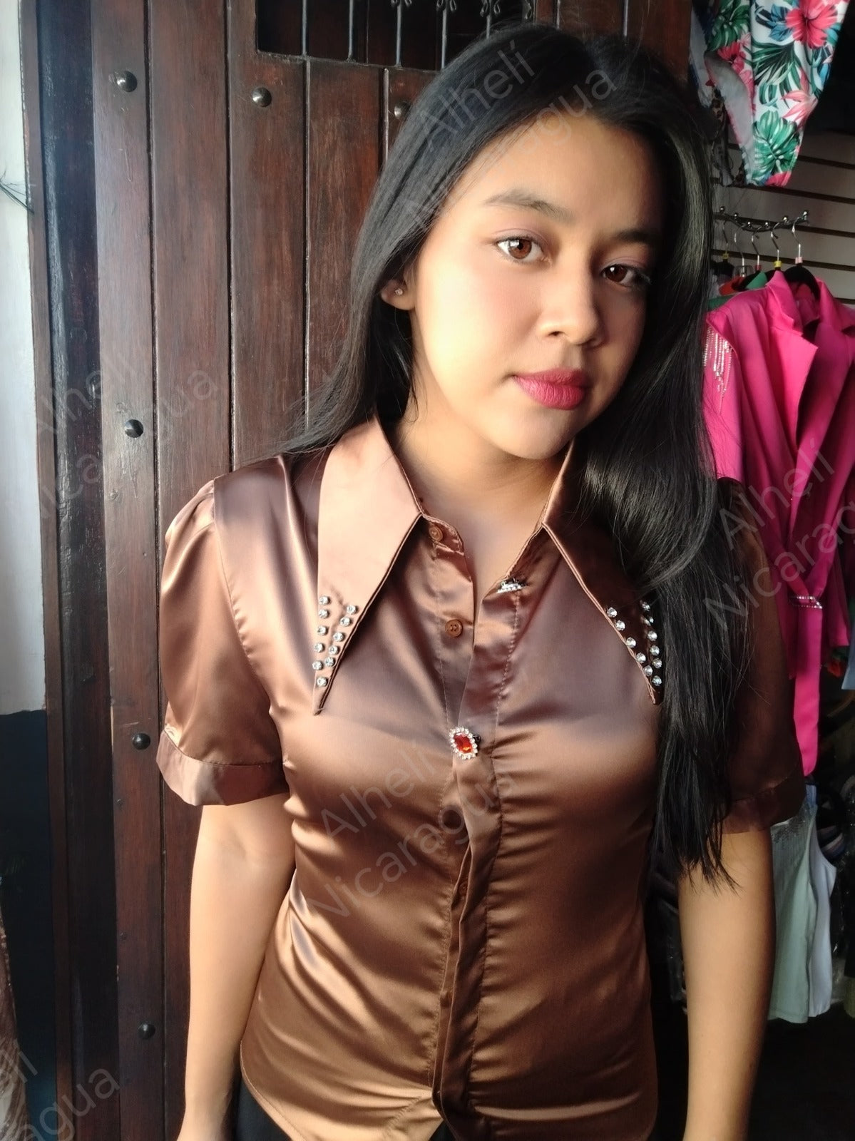 Camisa de vestir café