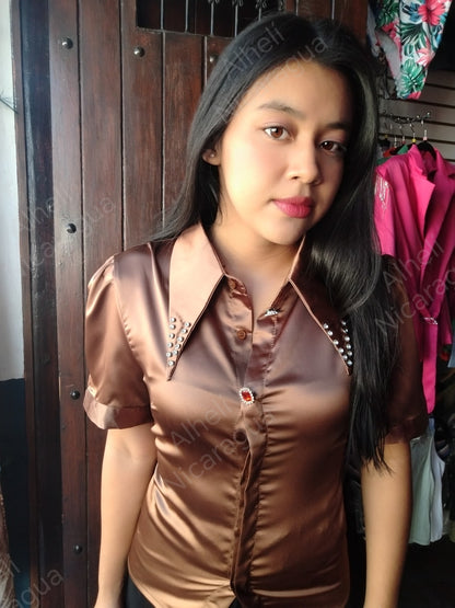 Camisa de vestir café