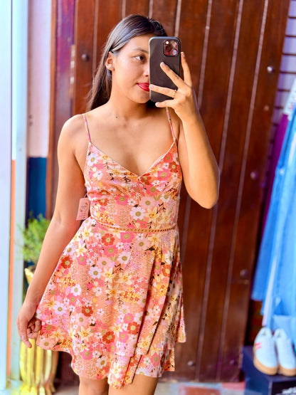 Vestido naranja floral