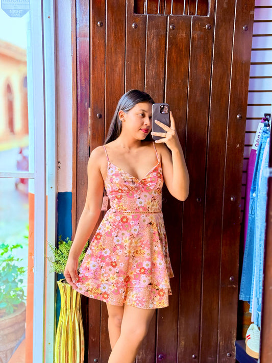 Vestido naranja floral