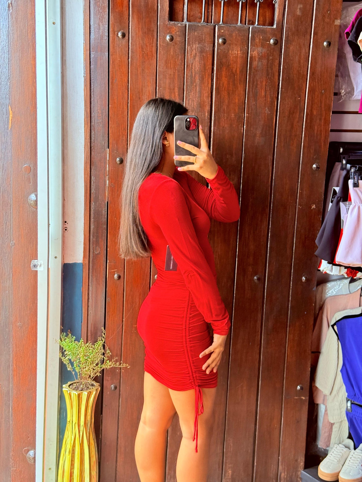Vestido rojo manga larga