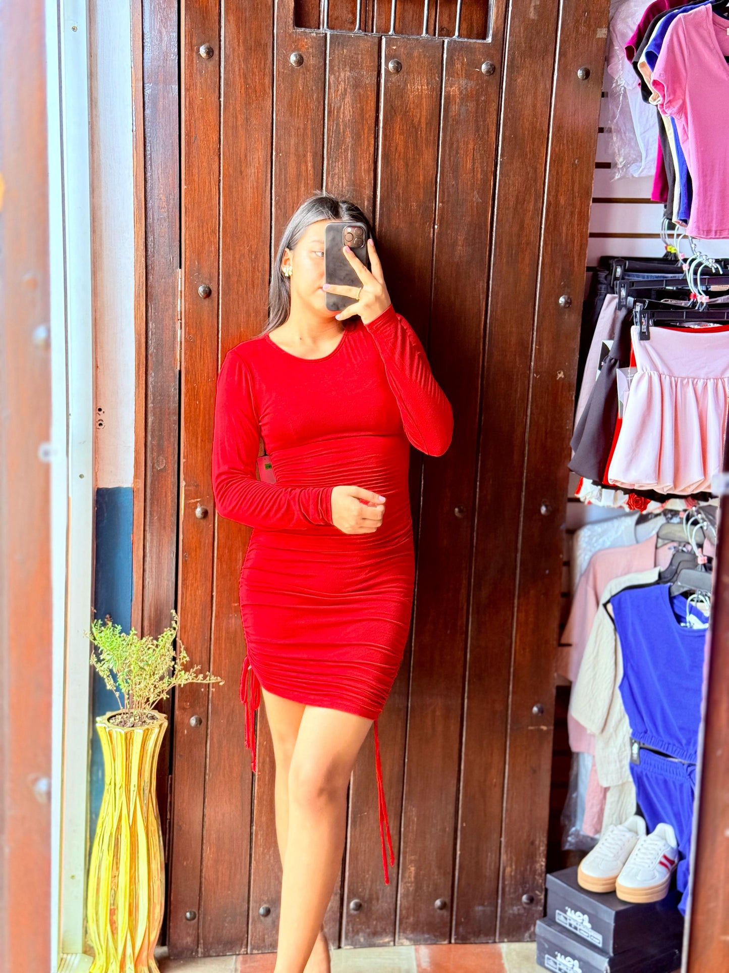 Vestido rojo manga larga
