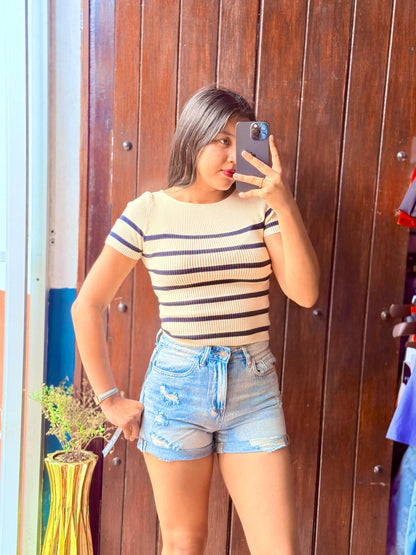 Short Jeans Con Dobladillo