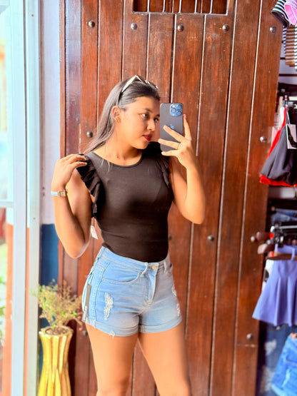 Short Jeans Azul Claro Cintura Media
