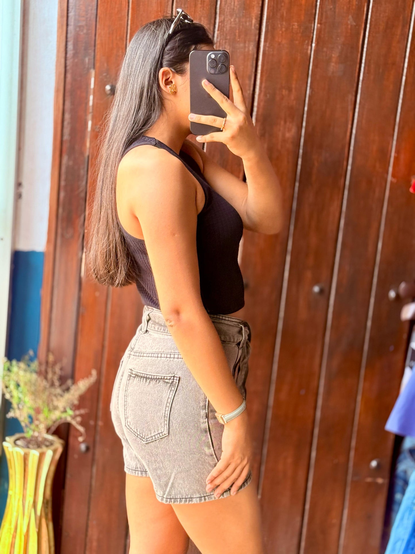 Short Gris Talle Alto con Faja