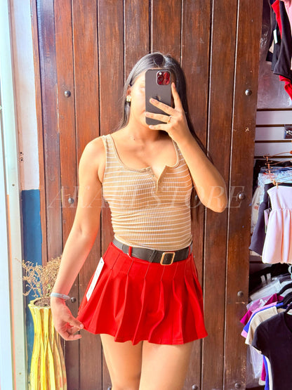 Crop tank top Rayas sin Mangas con ojal
