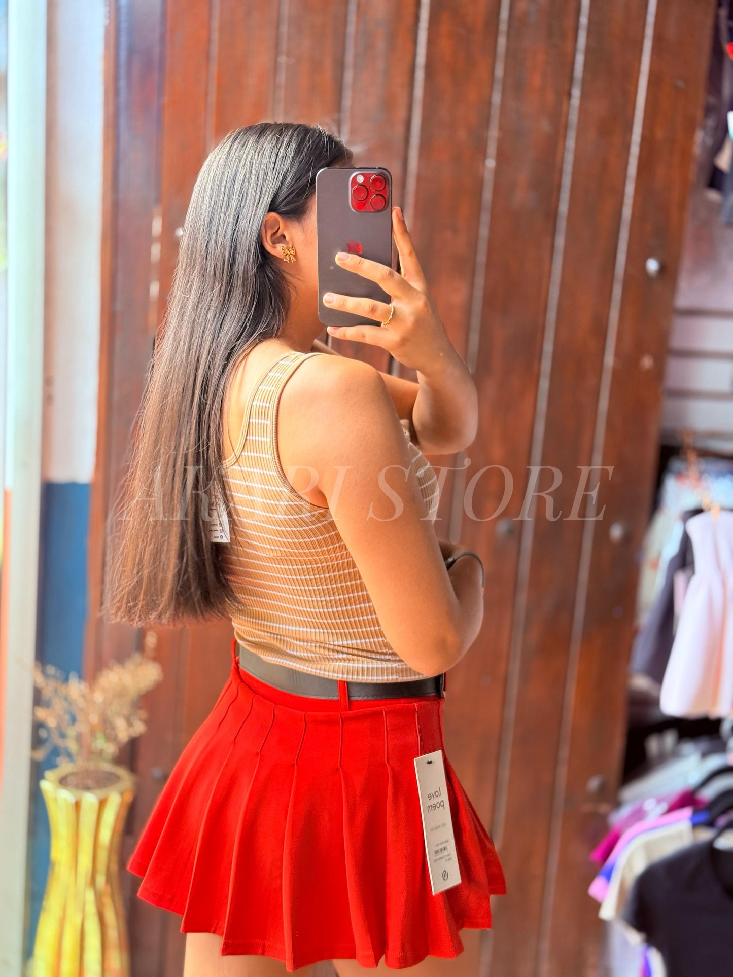 Crop tank top Rayas sin Mangas con ojal